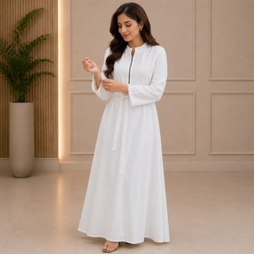 Classic White Zip-Up Dress